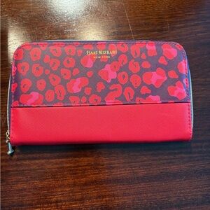 Isaac Mizrahi Red and Pink Leopard Print cosmetic